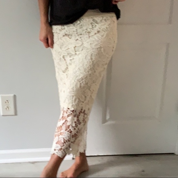 Adiva cream crochet skirt size m NWT bohemian Victorian vintage style beach - Picture 1 of 11